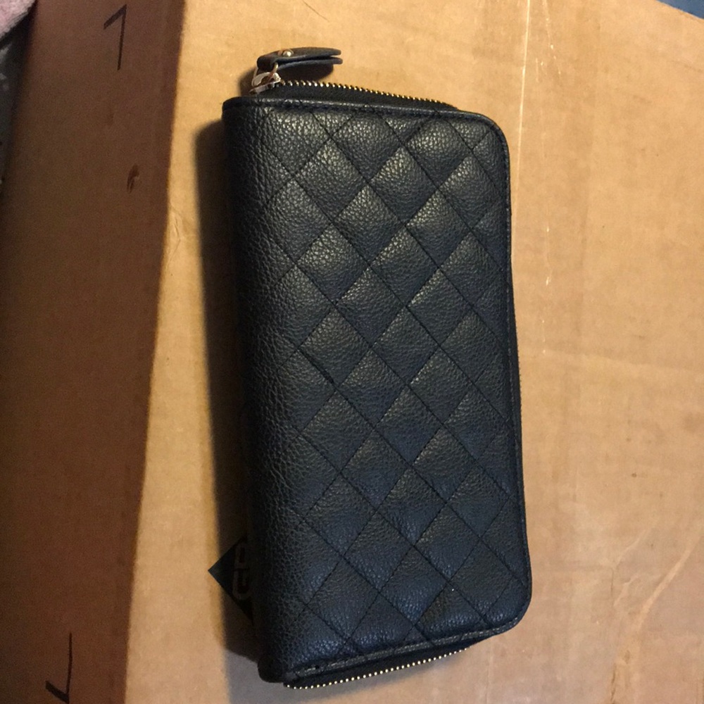 Black quilted wallet